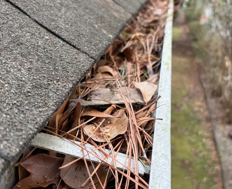 gutter cleaning work bottom